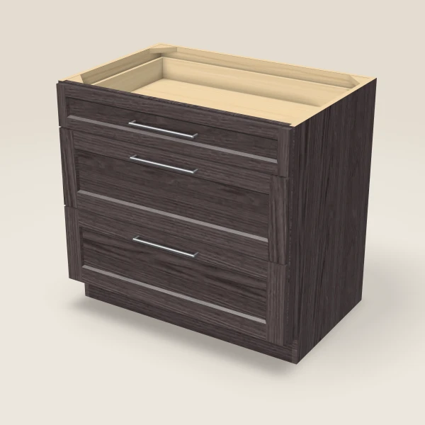 36" 3-Drawer Base — Greystone, 3D picture