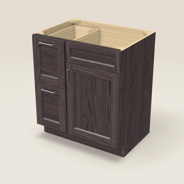 30" Vanity with Drawers Left — Greystone, 3D picture