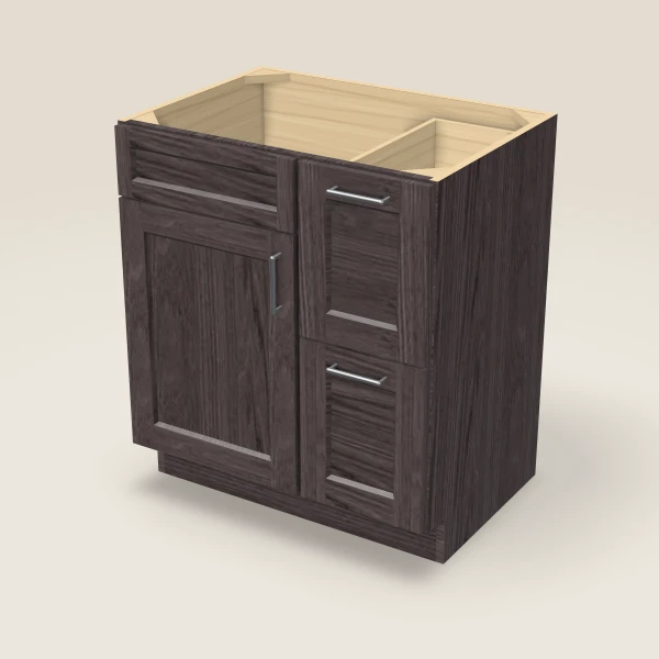 30" Vanity with Drawers Right — Greystone, 3D picture