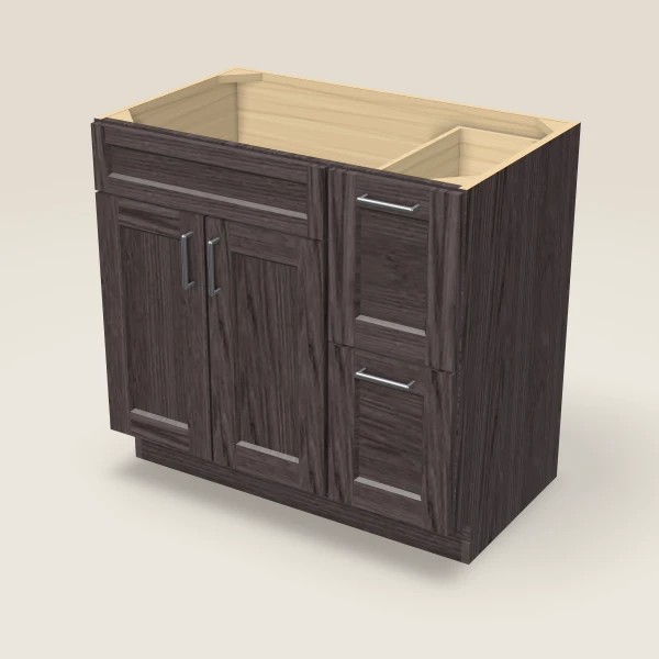 36" Vanity with Drawers Right — Greystone, 3D picture