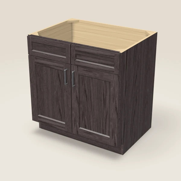 33" Sink Base — Double Door — Greystone, 3D picture
