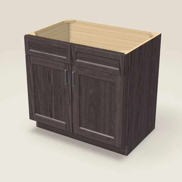 36" Sink Base — Double Door — Greystone, 3D picture