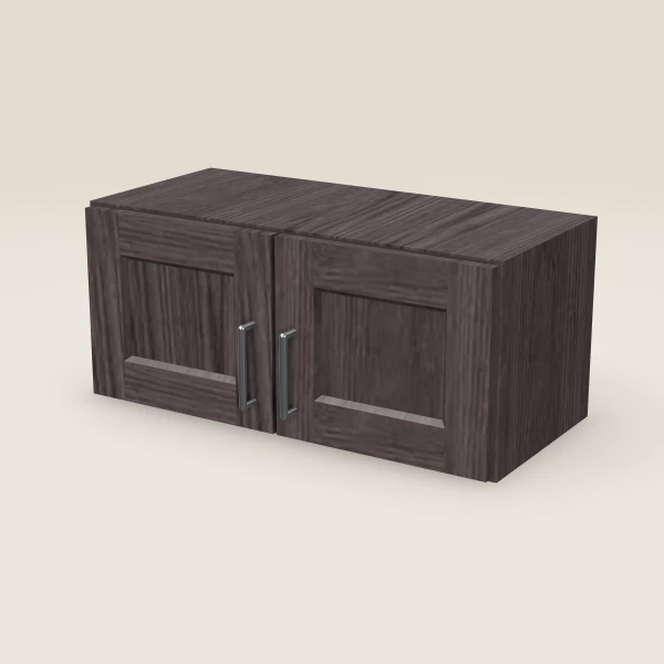 27" Wall Cabinet — 12" High, Double Door — Greystone, 3D picture