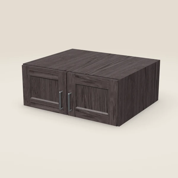 30" Wall Cabinet — 12" High, 24" Deep, Double Door — Greystone, 3D picture