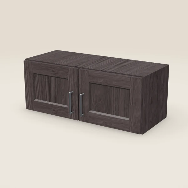 30" Wall Cabinet — 12" High, Double Door — Greystone, 3D picture