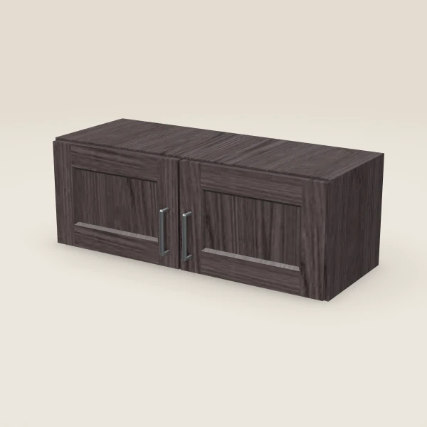 33" Wall Cabinet — 12" High, Double Door — Greystone, 3D picture
