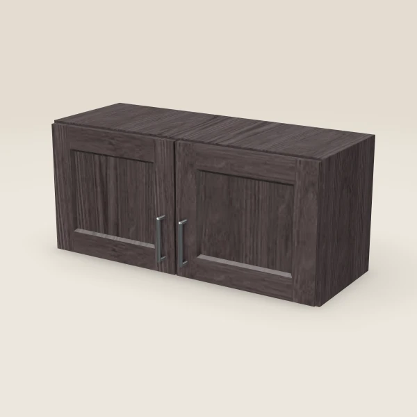 33" Wall Cabinet — 15" High, Double Door — Greystone, 3D picture