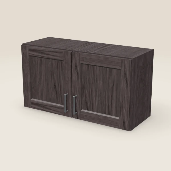 33" Wall Cabinet — 18" High, Double Door — Greystone, 3D picture