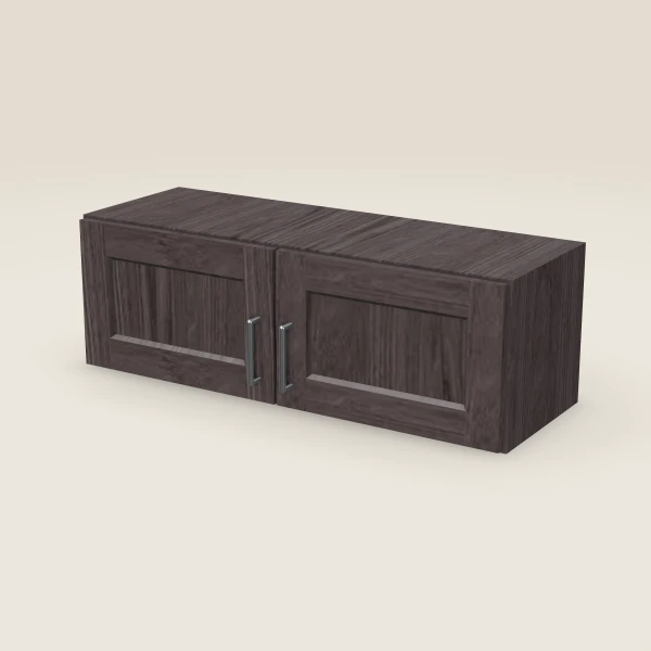 36" Wall Cabinet — 12" High, Double Door — Greystone, 3D picture