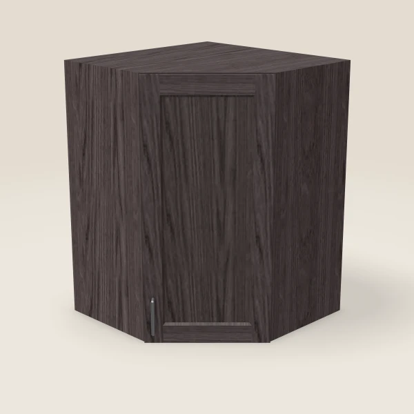 27" Wall Diagonal Corner — 36" High, 15" Deep — Greystone, 3D picture
