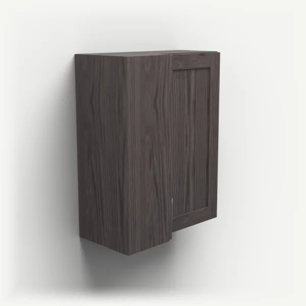 24" Wall Corner Cabinet, Bi-Fold Door — 30" High — Greystone, 3D picture
