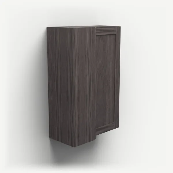24" Wall Corner Cabinet, Bi-Fold Door — 36" High — Greystone, 3D picture