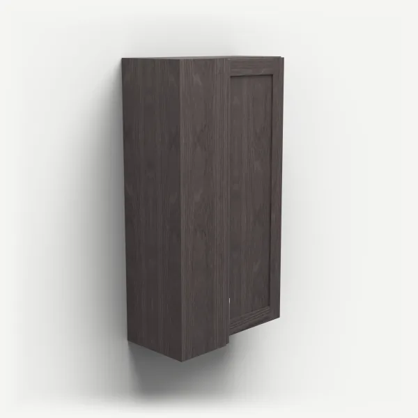 24" Wall Corner Cabinet, Bi-Fold Door — 42" High — Greystone, 3D picture