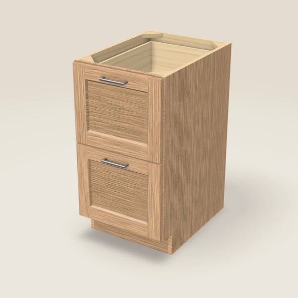 18" 2-Drawer Base — Homestead Oak, 3D picture
