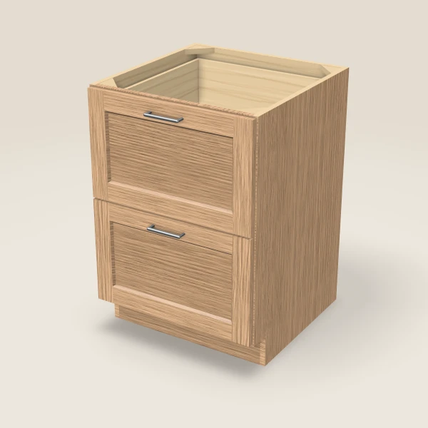 24" 2-Drawer Base — Homestead Oak, 3D picture