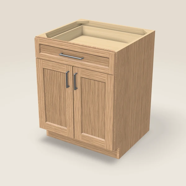 27" Base Cabinet — Double Door — Homestead Oak, 3D picture