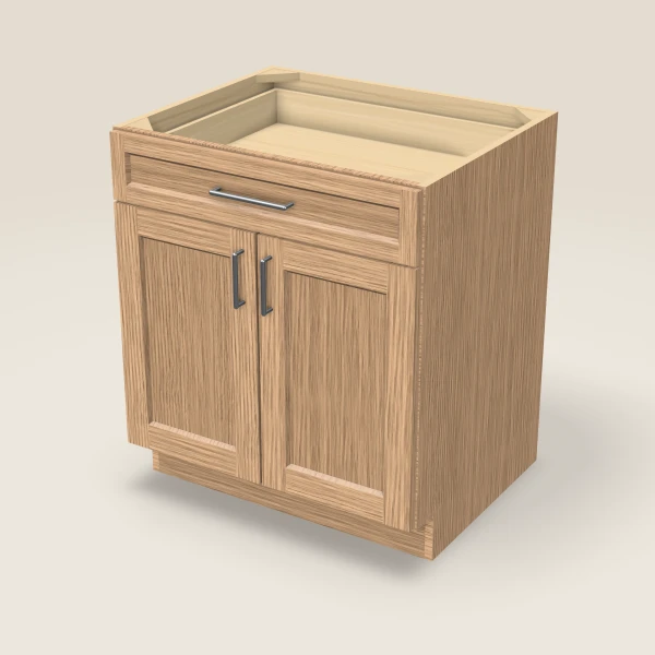 30" Base Cabinet — Double Door — Homestead Oak, 3D picture