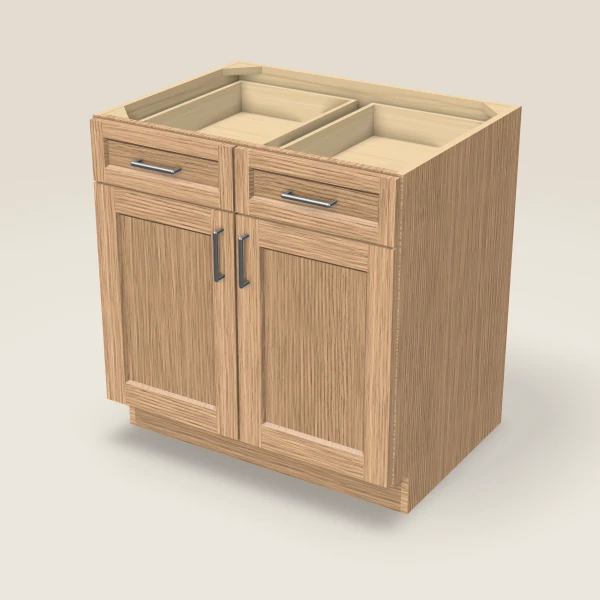 33" Base Cabinet — Double Door — Homestead Oak, 3D picture