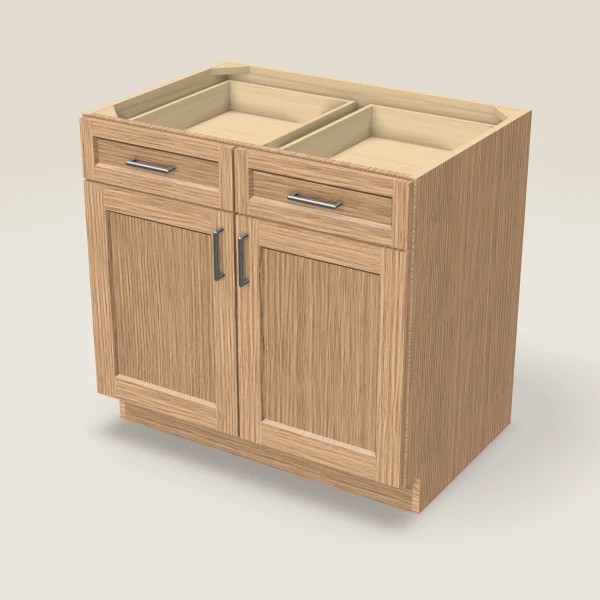 36" Base Cabinet — Double Door — Homestead Oak, 3D picture