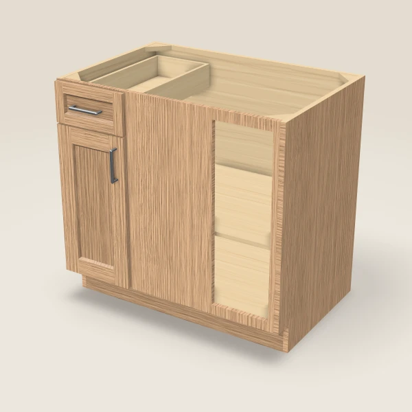 Base Blind Corner — fills 39–42" — Homestead Oak, 3D picture
