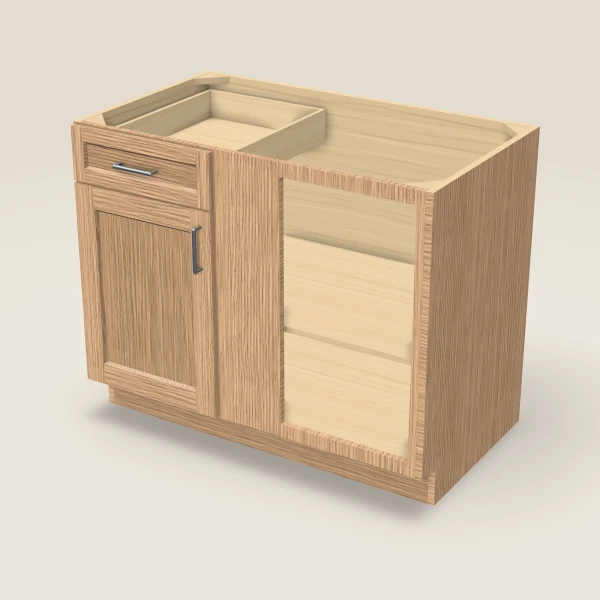 Base Blind Corner — fills 45–48" — Homestead Oak, 3D picture