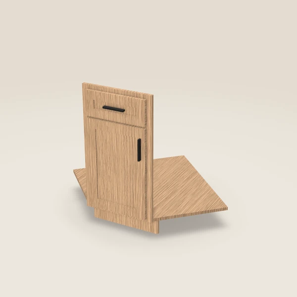 Diagonal Corner Sink Front Kit — 36", Not a Cabinet — Homestead Oak, 3D picture