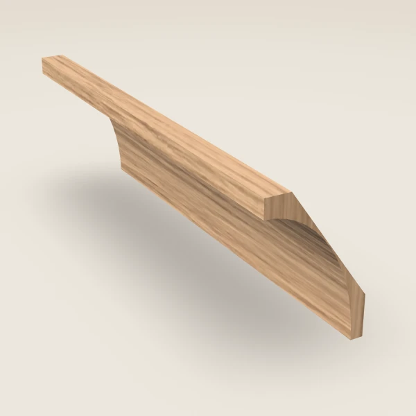 Large Cove Crown Molding — 4" × 96" — Homestead Oak, 3D picture
