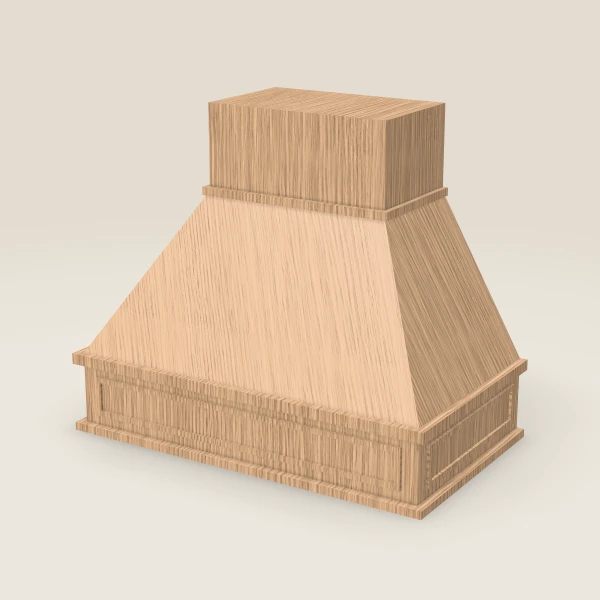 36" Curved Range Hood — Homestead Oak, 3D picture