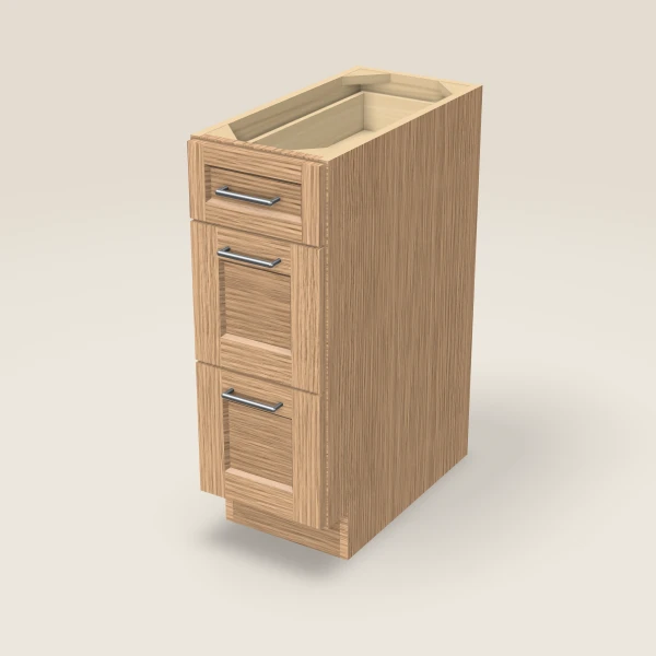 12" 3-Drawer Base — Homestead Oak, 3D picture