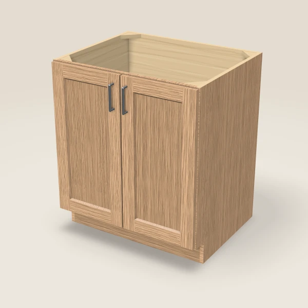 30" Full Height Base Cabinet — Double Door — Homestead Oak, 3D picture