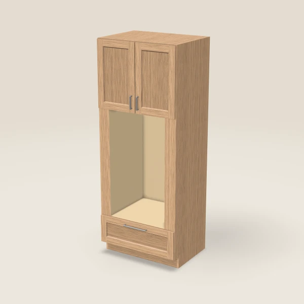 33" Oven Cabinet with Microwave Opening — 84" High — Homestead Oak, 3D picture