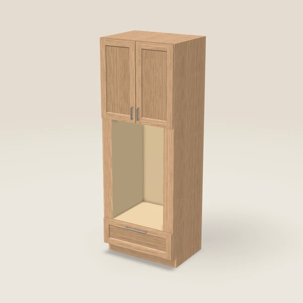 33" Oven Cabinet with Microwave Opening — 90" High — Homestead Oak, 3D picture
