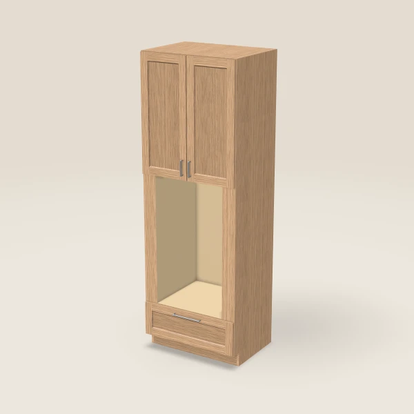 33" Oven Cabinet with Microwave Opening — 96" High — Homestead Oak, 3D picture