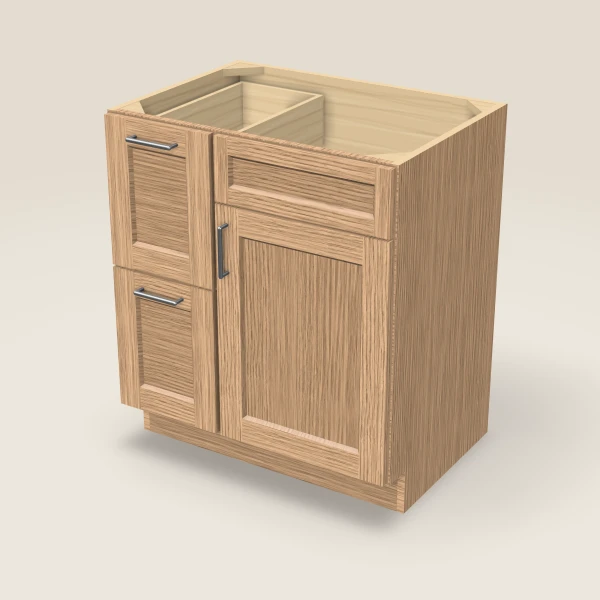 30" Vanity with Drawers Left — Homestead Oak, 3D picture