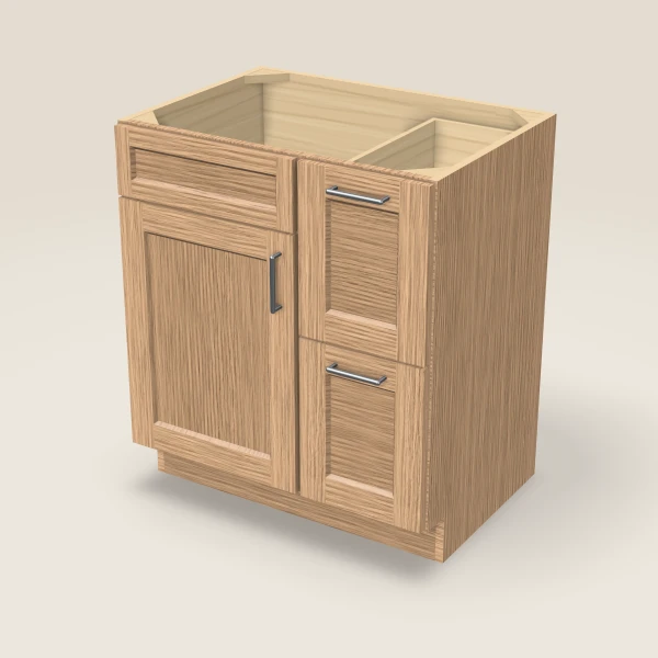 30" Vanity with Drawers Right — Homestead Oak, 3D picture
