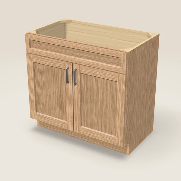 36" Vanity, Doors Only — Homestead Oak, 3D picture