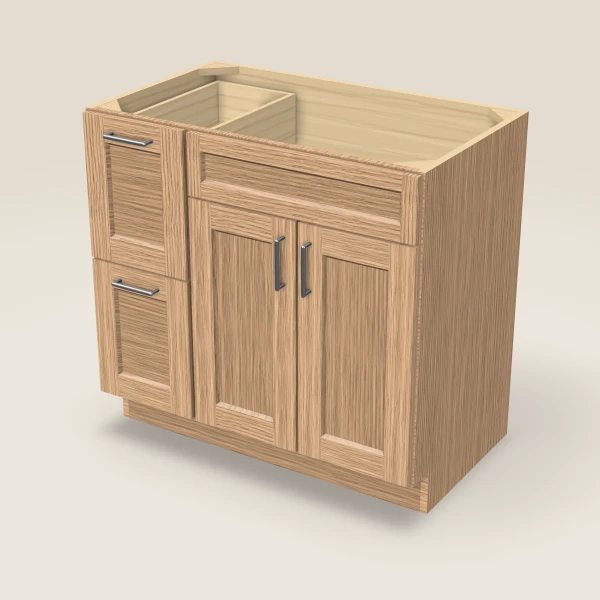 36" Vanity with Drawers Left — Homestead Oak, 3D picture