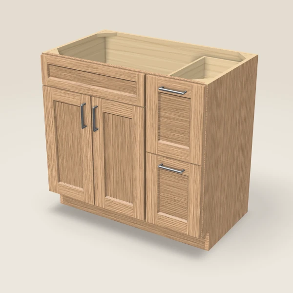 36" Vanity with Drawers Right — Homestead Oak, 3D picture