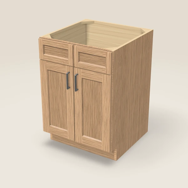 24" Sink Base — Double Door — Homestead Oak, 3D picture