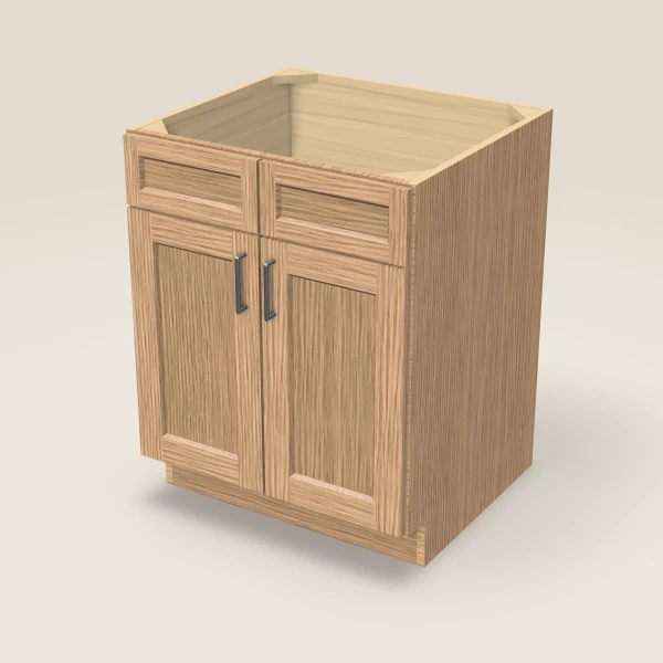 27" Sink Base — Double Door — Homestead Oak, 3D picture
