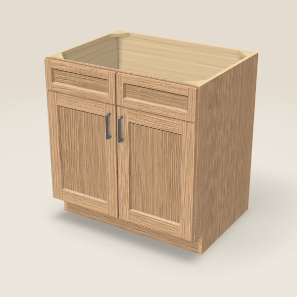 33" Sink Base — Double Door — Homestead Oak, 3D picture