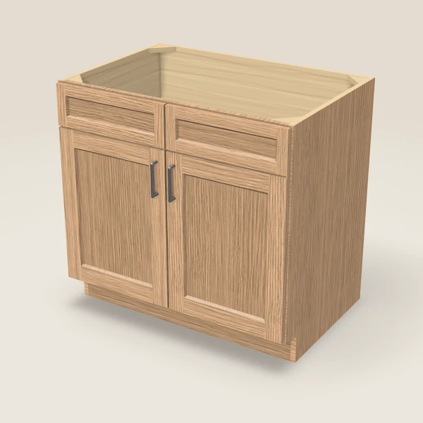 36" Sink Base — Double Door — Homestead Oak, 3D picture