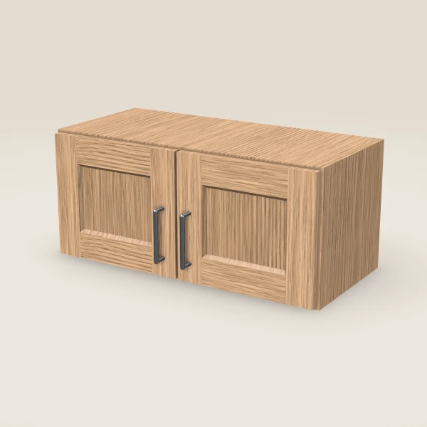 27" Wall Cabinet — 12" High, Double Door — Homestead Oak, 3D picture