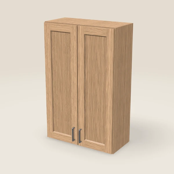 27" Wall Cabinet — 42" High, Double Door — Homestead Oak, 3D picture