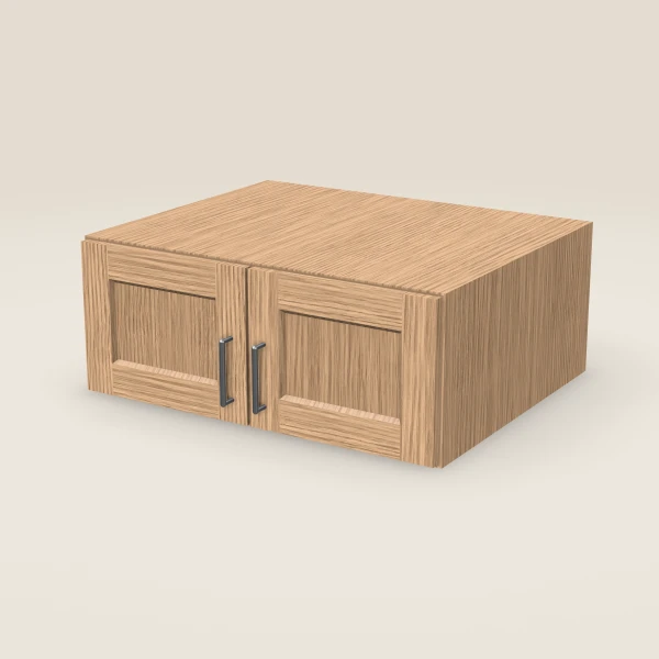 30" Wall Cabinet — 12" High, 24" Deep, Double Door — Homestead Oak, 3D picture