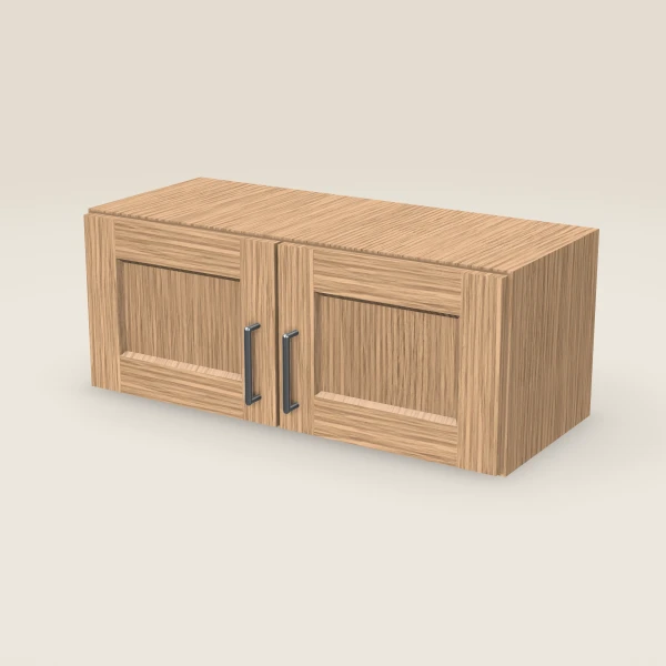 30" Wall Cabinet — 12" High, Double Door — Homestead Oak, 3D picture