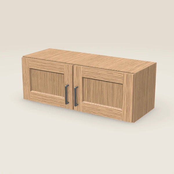33" Wall Cabinet — 12" High, Double Door — Homestead Oak, 3D picture