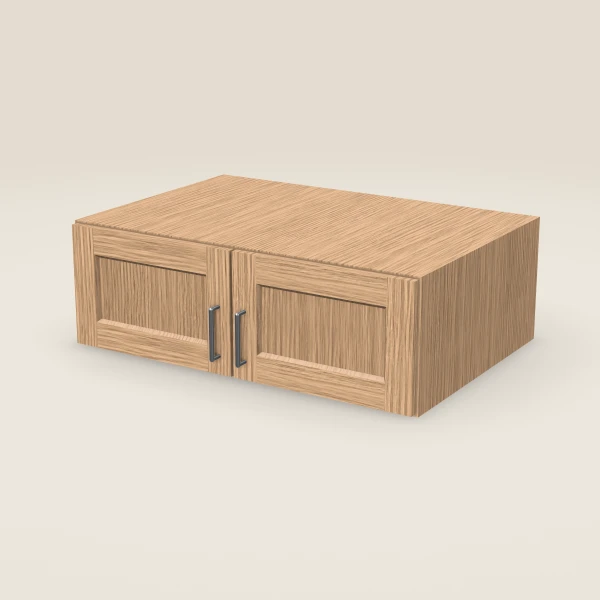 36" Wall Cabinet — 12" High, 24" Deep, Double Door — Homestead Oak, 3D picture