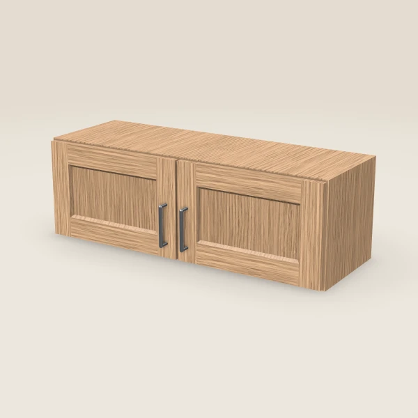 36" Wall Cabinet — 12" High, Double Door — Homestead Oak, 3D picture