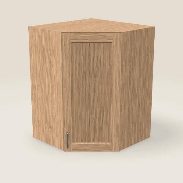 27" Wall Diagonal Corner — 36" High, 15" Deep — Homestead Oak, 3D picture
